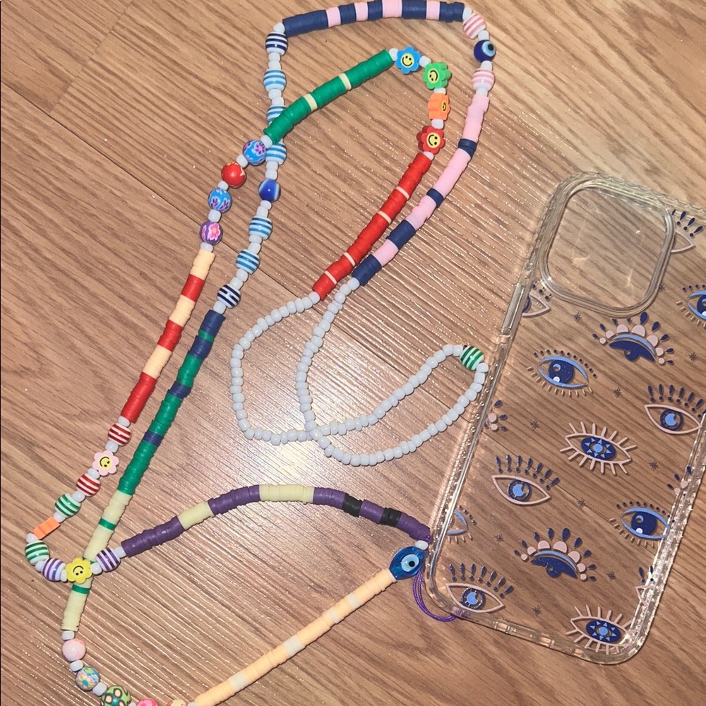🚨BRAND NEW IPHONE 16PRO MAX EVIL EYE NON FALL CASE WITH LANYARD FROM BOUTIQUE🚨